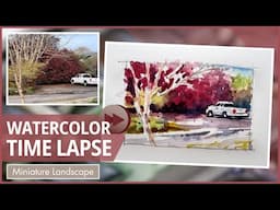 Watercolor Time-Lapse: Painting a Truck Under Colorful Trees