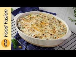 White Sauce Pasta Beef Bake Recipe by Food Fusion