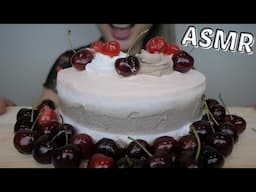 Neapolitan CAKE with Fresh Cherries ASMR NO Talking Eating Sounds | N.E Let's Eat
