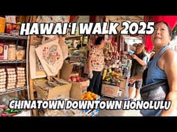 Hawaii Walk 2025 | Chinatown Downtown Honolulu | Looking for Big Island Lychee | Revive Cafe | Green