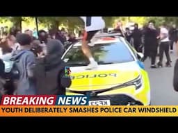 BREAKING NEWS: YOUTH SMASHES POLICE CAR WINDSHIELD