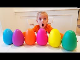 What surprises will Alice find inside colorful eggs? Discover the fun farm toys! 🐣✨