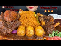 ASMR EATING CHICKEN BIRYANI,MUTTON CURRY,WHOLE CHICKEN CURRY WITH RICE,RAITA