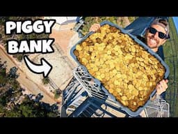 10,000 Coins Vs Piggy Bank from 45m! What Are The Odds 1 Goes In?
