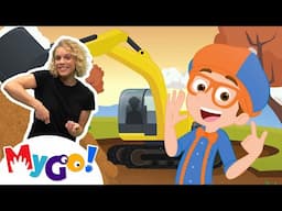 The BEST Excavator Song! | Blippi's Kids Songs | Fun Construction Vehicles | Learn Sign Language