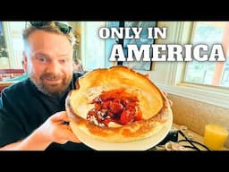 Scottish Guy tries HUGE AMERICAN PANCAKES