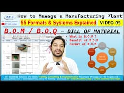 What is Bill of Material (B.O.M) | BOM Excel Format - Factory Management Series (FMS) Video 5