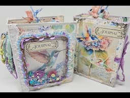 *SOLD* 2 Very Colorful Interactive Coffee Dyed Hummingbird Junk Journals #myporchprints