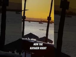 Kayaker vs. Battleship: Sunset Showdown!