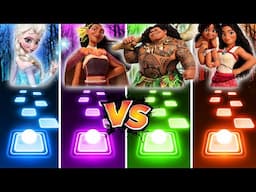 Frozen Elsa Vs Matangi Vs Maui Vs Moana 2 - Tiles Hop! Let It Go | Beyond | Can I Get A Chee Hoo