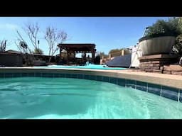 Free heated pool using off grid solar. So refreshing on March 22 2025. DIY off grid solar projects.