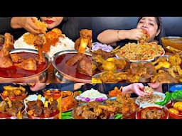 ASMR EATING SPICY MUTTON CURRY, CHICKEN CURRY, EGG CURRY | BEST INDIAN FOOD MUKBANG |Foodie India|