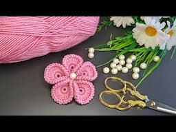 Fabulous Crocheted Easy Knitted Flower Motif Making🌸#Crochet#Knitting#Diy #Handmade #Flower #Keşfet
