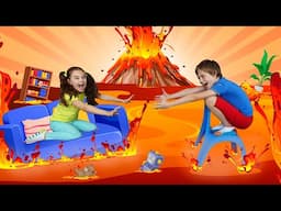 The Floor Is Lava - pretend plays with Nick and Poli at home