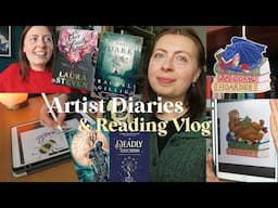 ARTIST DIARIES & READING VLOG 📚🎨 reading fantasy books & drawing bookish merch for my small business