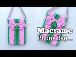 Macrame mini phone bag tutorial | Bolsa de macrame | how to make macrame mobile bag | macrame purse