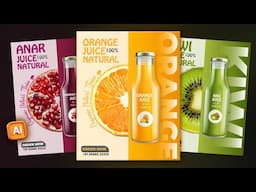 Illustrator CC Tutorial | Graphic Design | Juice Poster Design For Beginners⚡.