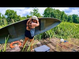 BACKYARD Crabbing with Cages in a Pirogue (Catch, Boil, & EAT)