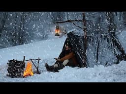 Solo Winter Camp, Building a Sled, and Fire in Heavy Snow