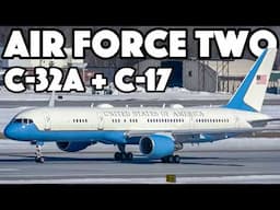 VPOTUS on AIR FORCE TWO!! USAF C-32A + C-17 action in Burlington (BTV/KBTV)
