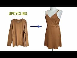 DIY Upcycling a T-Shirt|/티셔츠 리폼/Wrap dress/끈 원피스/뷔스티에/Wrap skirt/랩스커트/옷만들기/Refashion