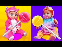 Baby Alive doll came to a night party for Baby Emily doll! Evening routine with baby dolls and toys.