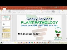 Recorded Demo Class 2 for ASRB - NET, SMS, STO, ARS - 2025 (Plant Pathology)