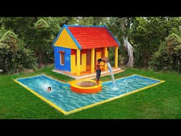 Build Creative Normal Mud House With Swimming Pool & Water Well Design In Forest