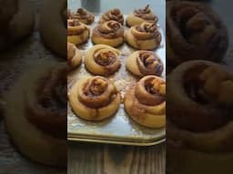 Mini cinnamon rolls! Perfect bite size pieces, made with fresh milled flour!