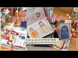 a week of cozy hobbies 🎨✍🏻 ✿ drawing, journal with me, hobonichi, happy mail, and more