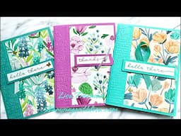 3 Quick and Easy Cards with Florals in Bloom DSP!!