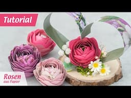 Rosen aus Papier basteln mit Klopapierrolle