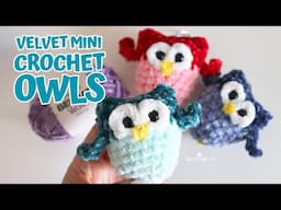 Bernat Velvet Mini Crochet Owl Keychains