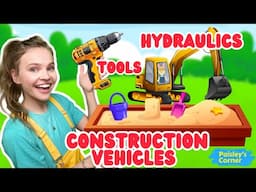 Build a Sandbox with Silly Ms Lily - Vehicles, Tools & Hydraulics | Best Toddler Learning Videos