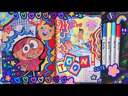 Journal With Me: Cartoony Spread🌈✨️📺 | ft. Arrtx Markers