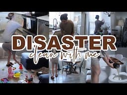 DISASTER CLEAN WITH ME | MESSY HOUSE POWER HOUR | EXTREME CLEANING MOTIVATION | Lauren Yarbrough