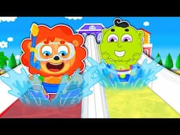 Lion Family | Actively rest on the sea | Cartoon for Kids