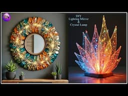 DIY Elegant Mirror & ✨Crystal Lamp | Luxury Decor with Dollar Store Finds!  Fashion Pixies
