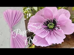 Giant Crepe Paper Flowers for Wall decoration,Handmade flores de papel Crepe, Poppy@PaperSaiarts