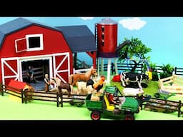 A Happy Farm Day with Barnyard Animals! Cow Horse Sheep
