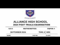 ALLIANCE HIGH SCHOOL MOCK, MATHS PAPER 1 SECTION 2