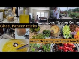 Morning routine of Indian Mom in USA| Cooking,  Gardening| Healthy Salad Dressing