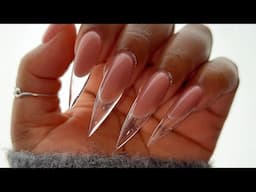 CLEAR GLASS STILETTO NAILS | Nearly didn’t finish this set💎