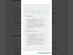 Literature Review | Cheat Phrases for Effective Writing