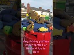 Fishy looking postbox topper we spotted in Hull! #Crochet #ami #postboxtopper #amigurumi #babyshark