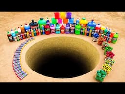 Experiment: Giant Cola & Mirinda, 7up, Fanta, Monster, Balls & Orbeez Soda vs Mentos Underground