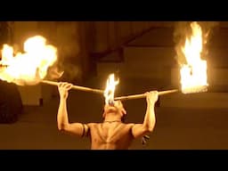 SivaOla Fire knife Show Hawaiians Polynesian Grand Stage
