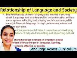 Relationship of Language and Society/ Language across Curriculum/ for all teaching exams