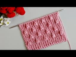 Easy 1x1 Rib Bobble Stitch Knitting Pattern/ बार्डर वाली बुनाई पे ही डिजाइन बनाएं