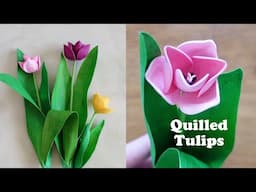 Quilling tulips with 1mm wide paper strips - Flower Tutorial